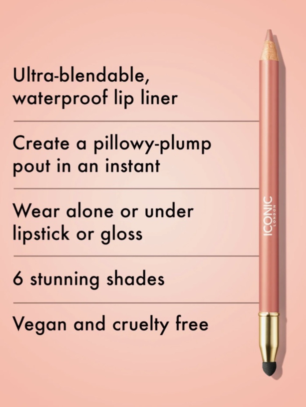 ICONIC London Fuller Pout Sculpting Lip Liner in Unbothered 1g BRAND NEW IN BOX - Picture 3 of 6